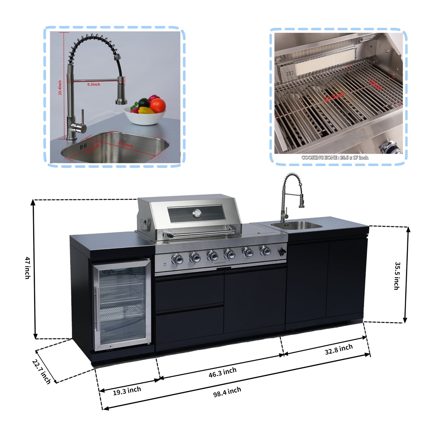 98-Inch Deluxe Stainless Steel Gas Grill
