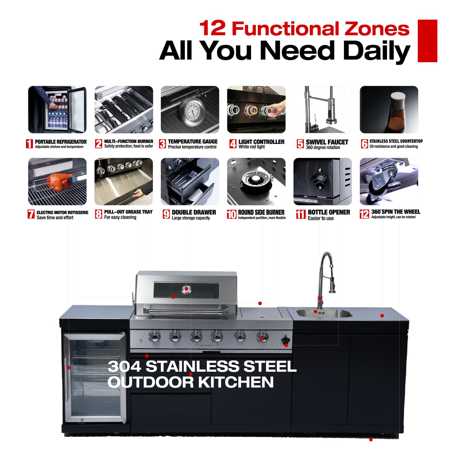 98-Inch Deluxe Stainless Steel Gas Grill