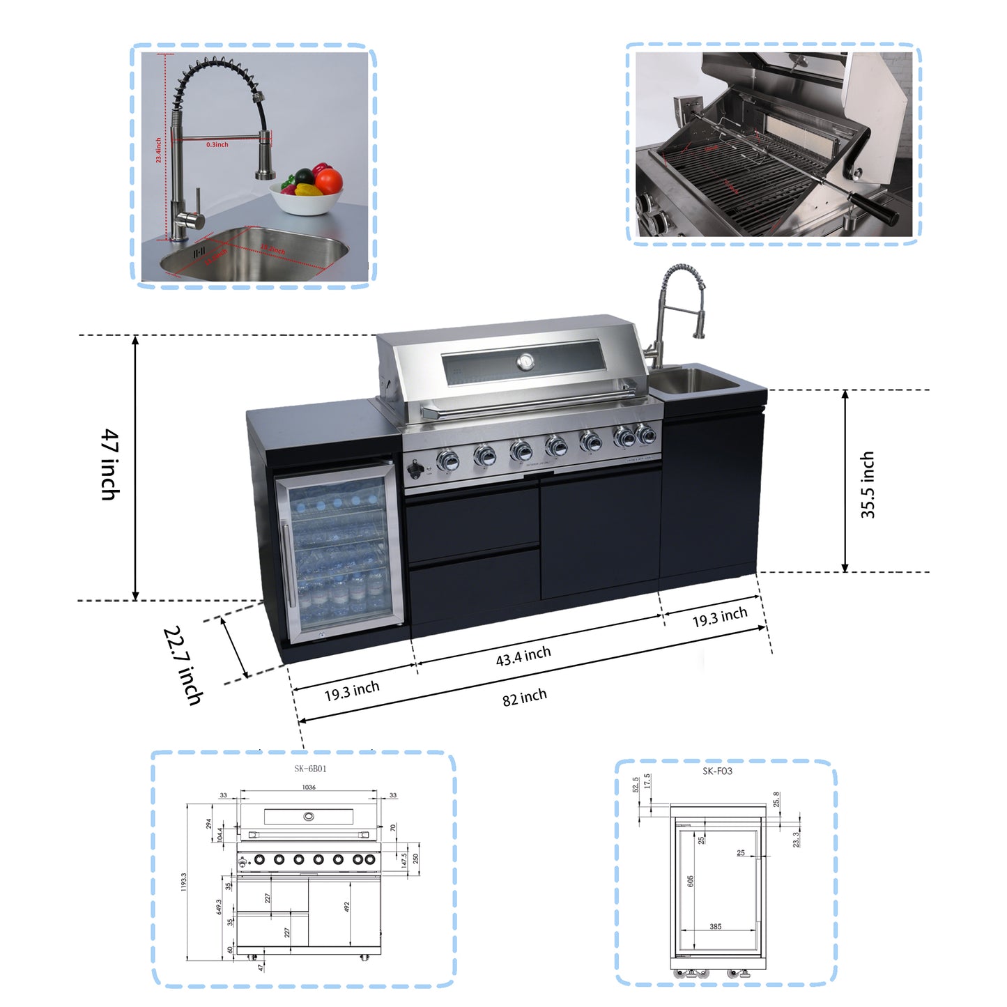 82" Deluxe Stainless Steel Gas Barbecue Grill