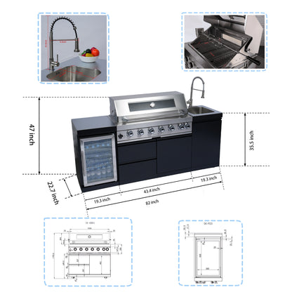 82" Deluxe Stainless Steel Gas Barbecue Grill