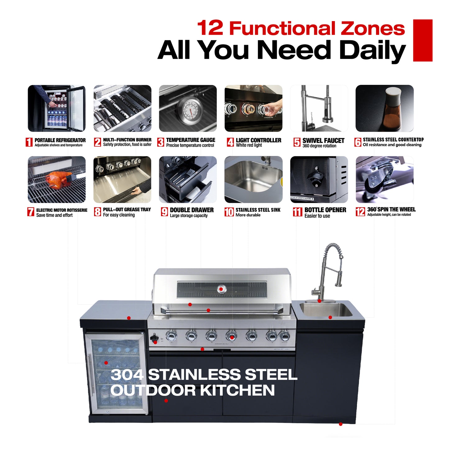82" Deluxe Stainless Steel Gas Barbecue Grill