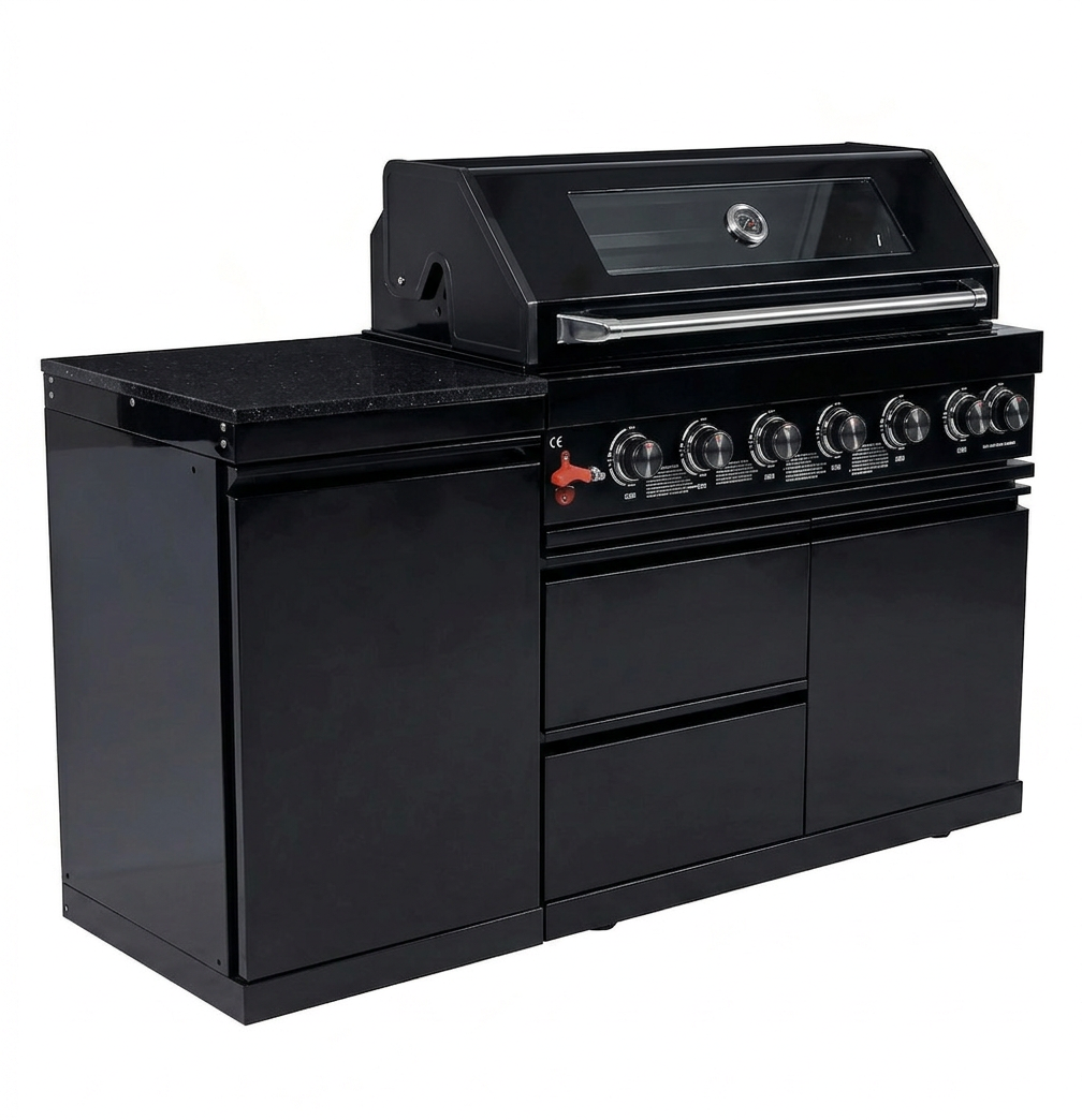 Black Deluxe Stainless Steel Gas Grill