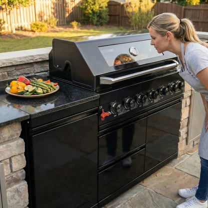 Black Deluxe Stainless Steel Gas Grill