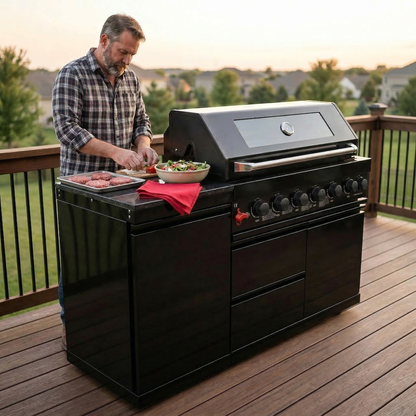 Black Deluxe Stainless Steel Gas Grill