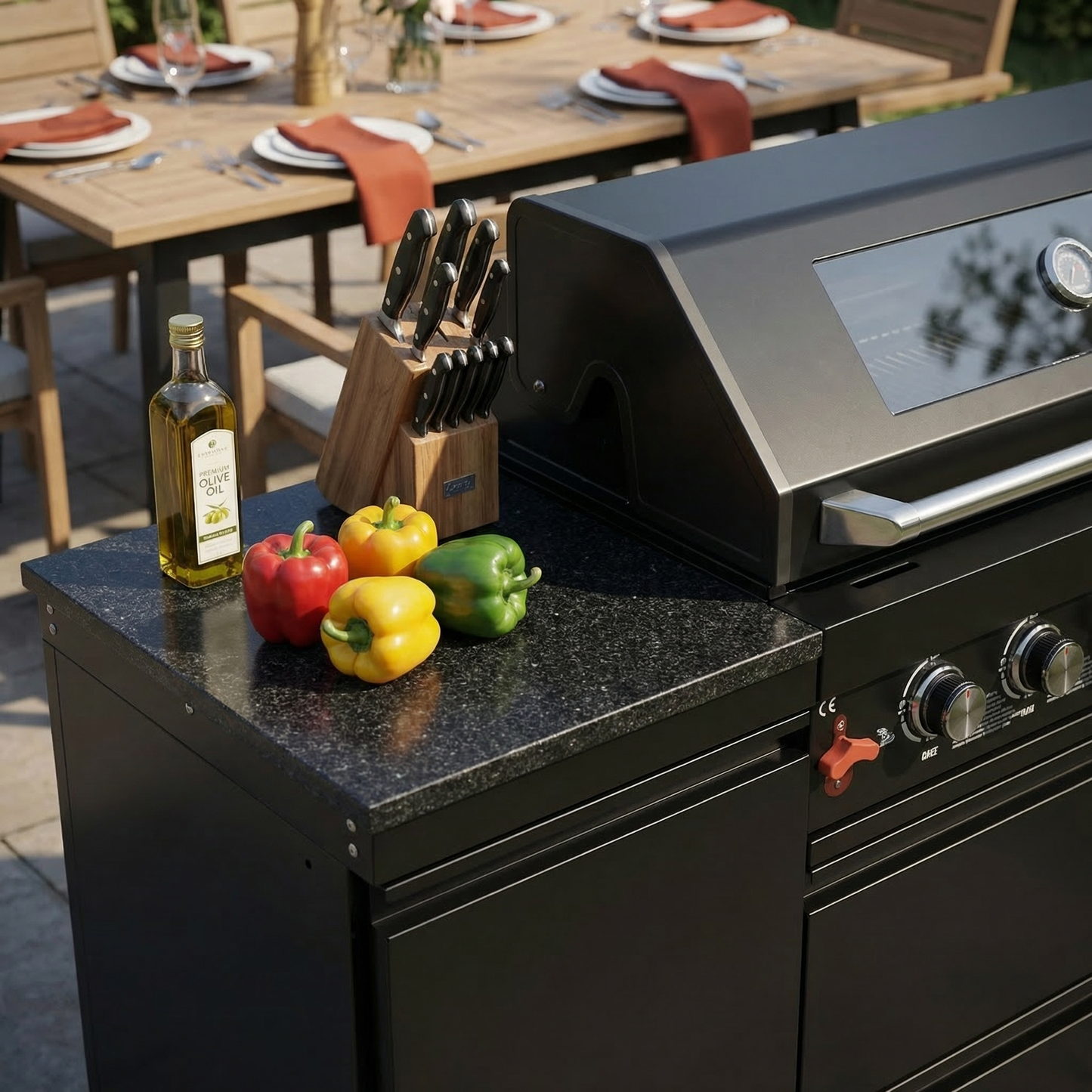Black Deluxe Stainless Steel Gas Grill
