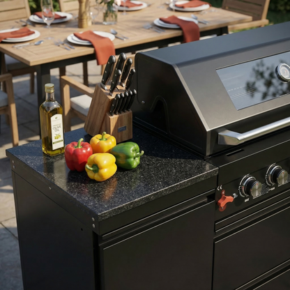 Black Deluxe Stainless Steel Gas Grill