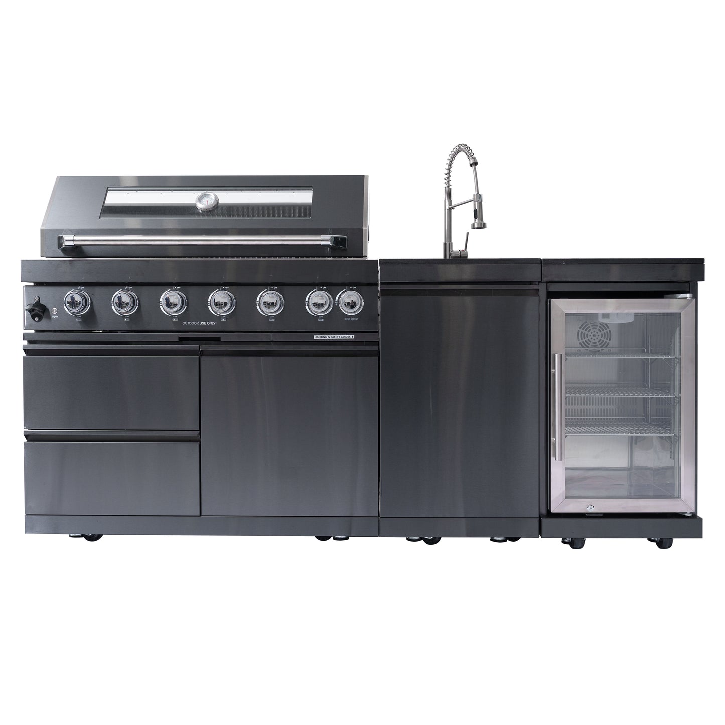 Black Deluxe Stainless Steel Propane Gas Grill