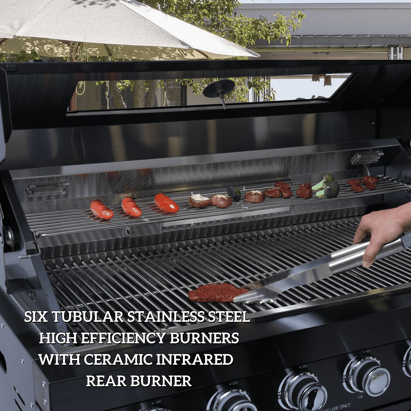 Black Deluxe Stainless Steel Propane Gas Grill
