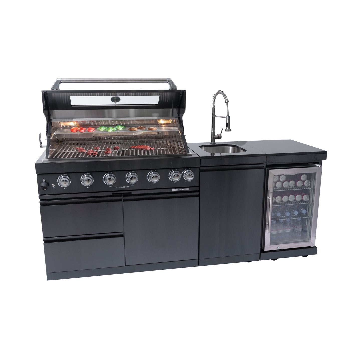 Black Deluxe Stainless Steel Propane Gas Grill