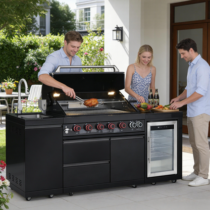 Black Stainless Steel Propane Gas BBQ Grill