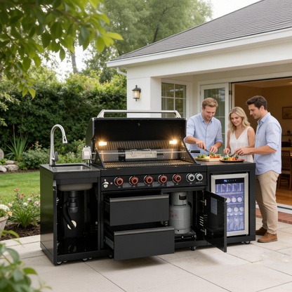 Black Stainless Steel Propane Gas BBQ Grill