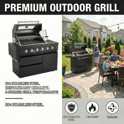 Deluxe Stainless Steel Gas BBQ Grill