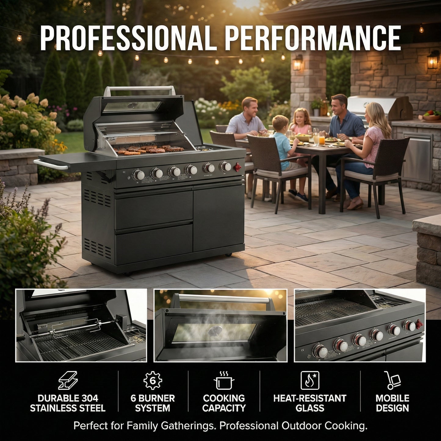 Deluxe Stainless Steel Gas BBQ Grill