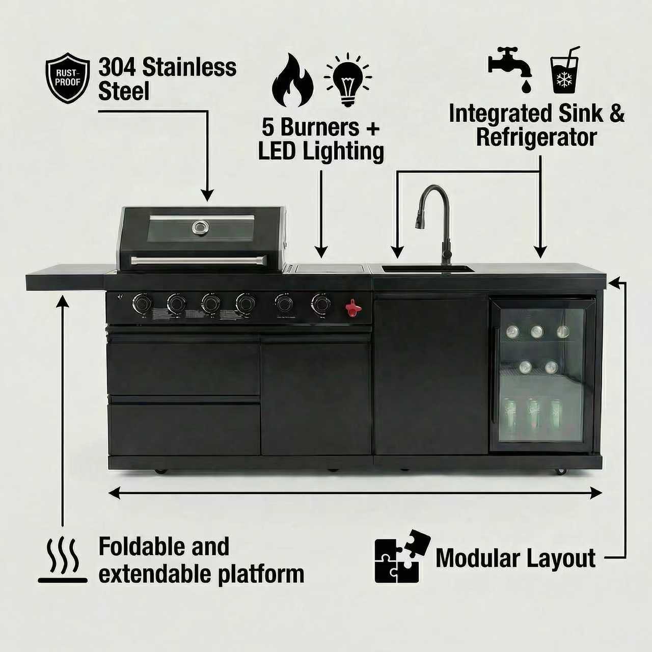Deluxe Stainless Steel Gas BBQ Grill