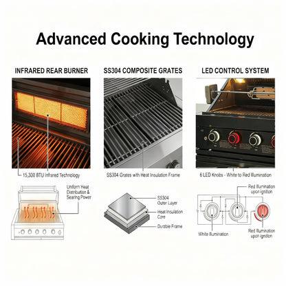 Deluxe Stainless Steel Gas BBQ Grill