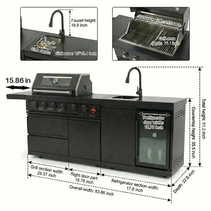 Deluxe Stainless Steel Gas BBQ Grill