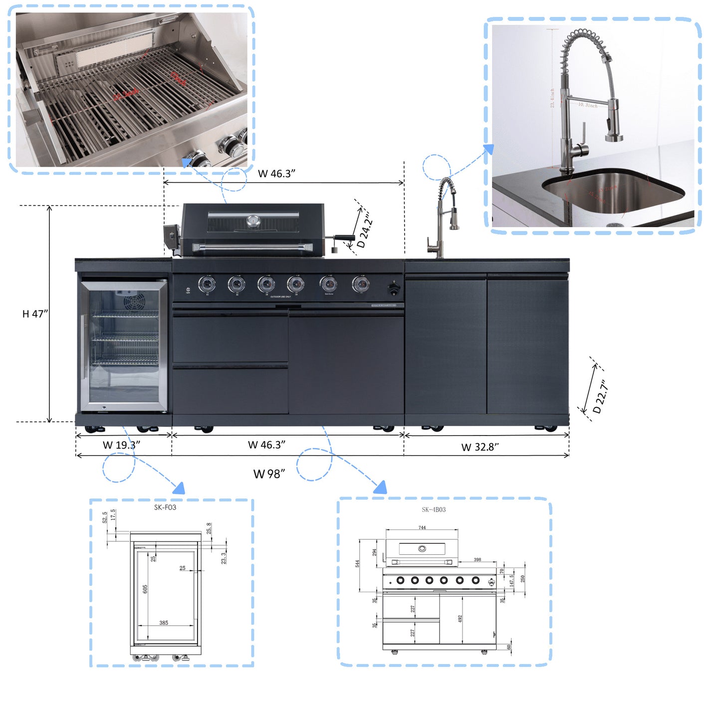 46‘ Deluxe Stainless Steel Propane Gas Grill