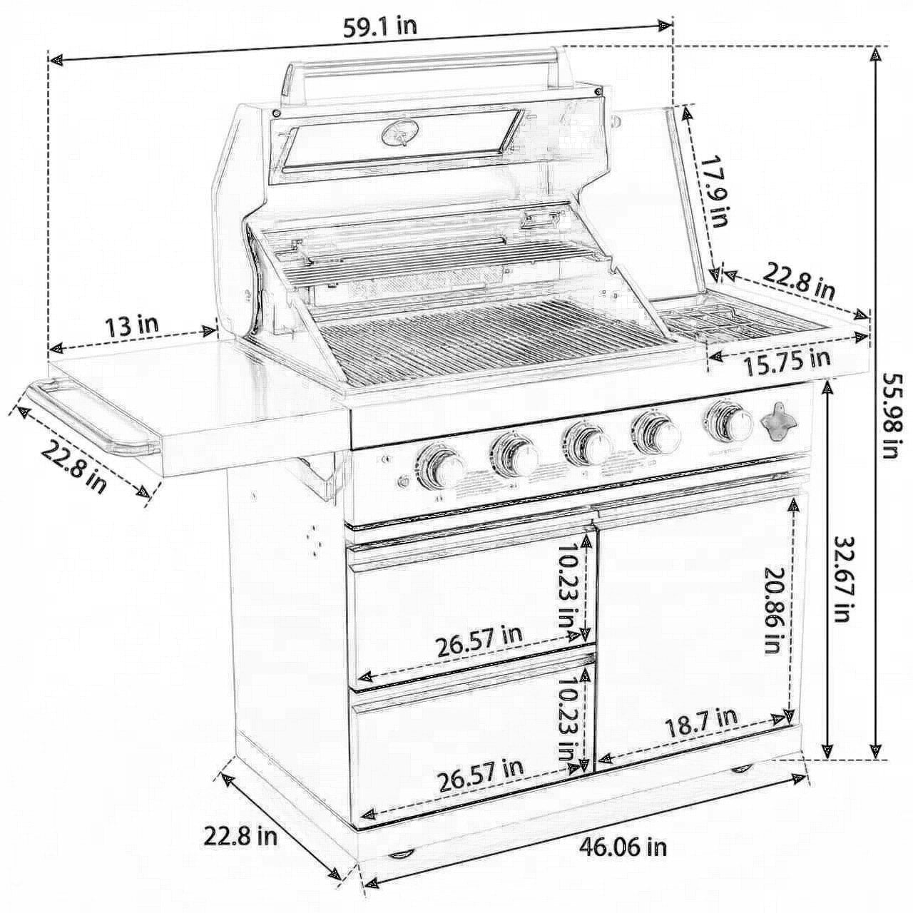 Deluxe Stainless Steel Gas BBQ Grill