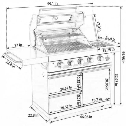 Deluxe Stainless Steel Gas BBQ Grill