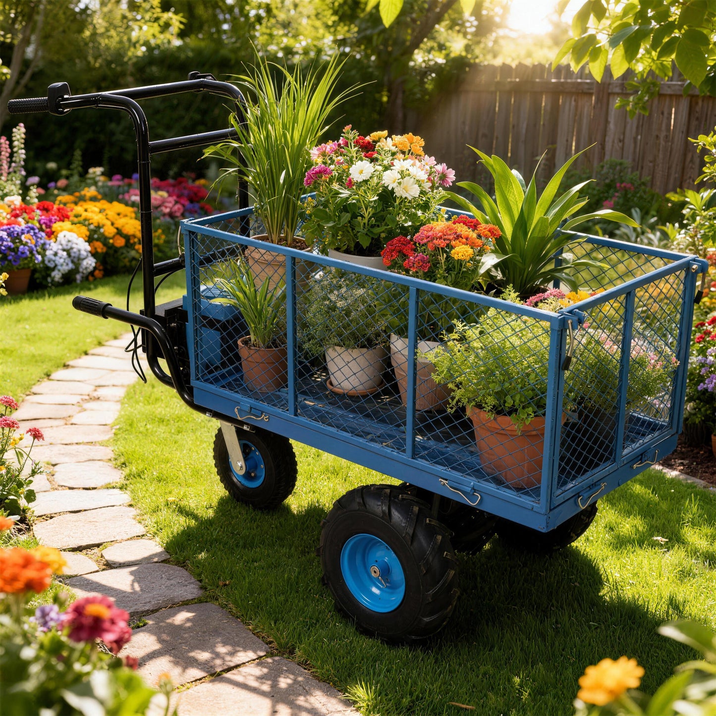 Electric Powered Utility Wheelbarrow Garden Wagon Dump Cart