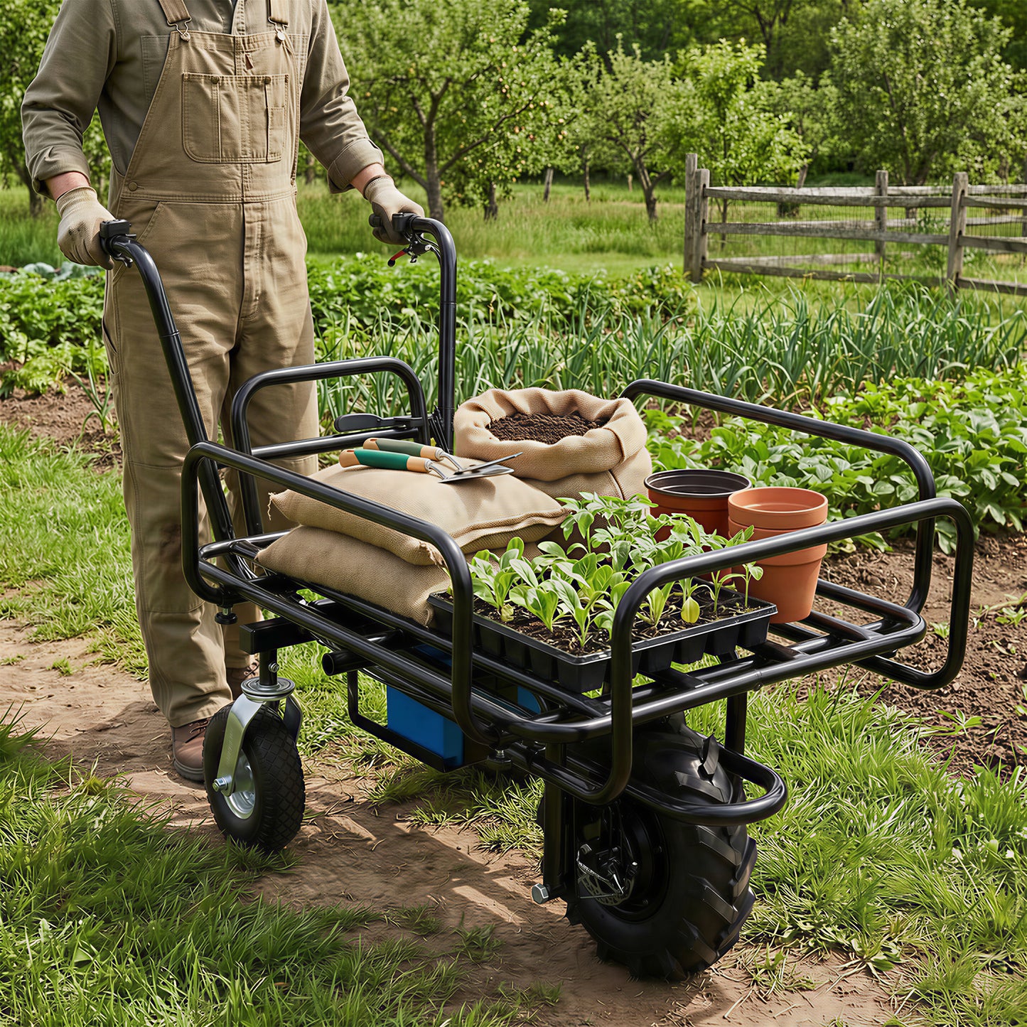 Electric Wheelbarrow 265 lbs Load Capacity Garden Transportation Cart