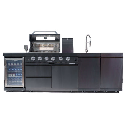 Outdoor Barbecue Gas Grill with Wine Cooler Compact Refrigerator