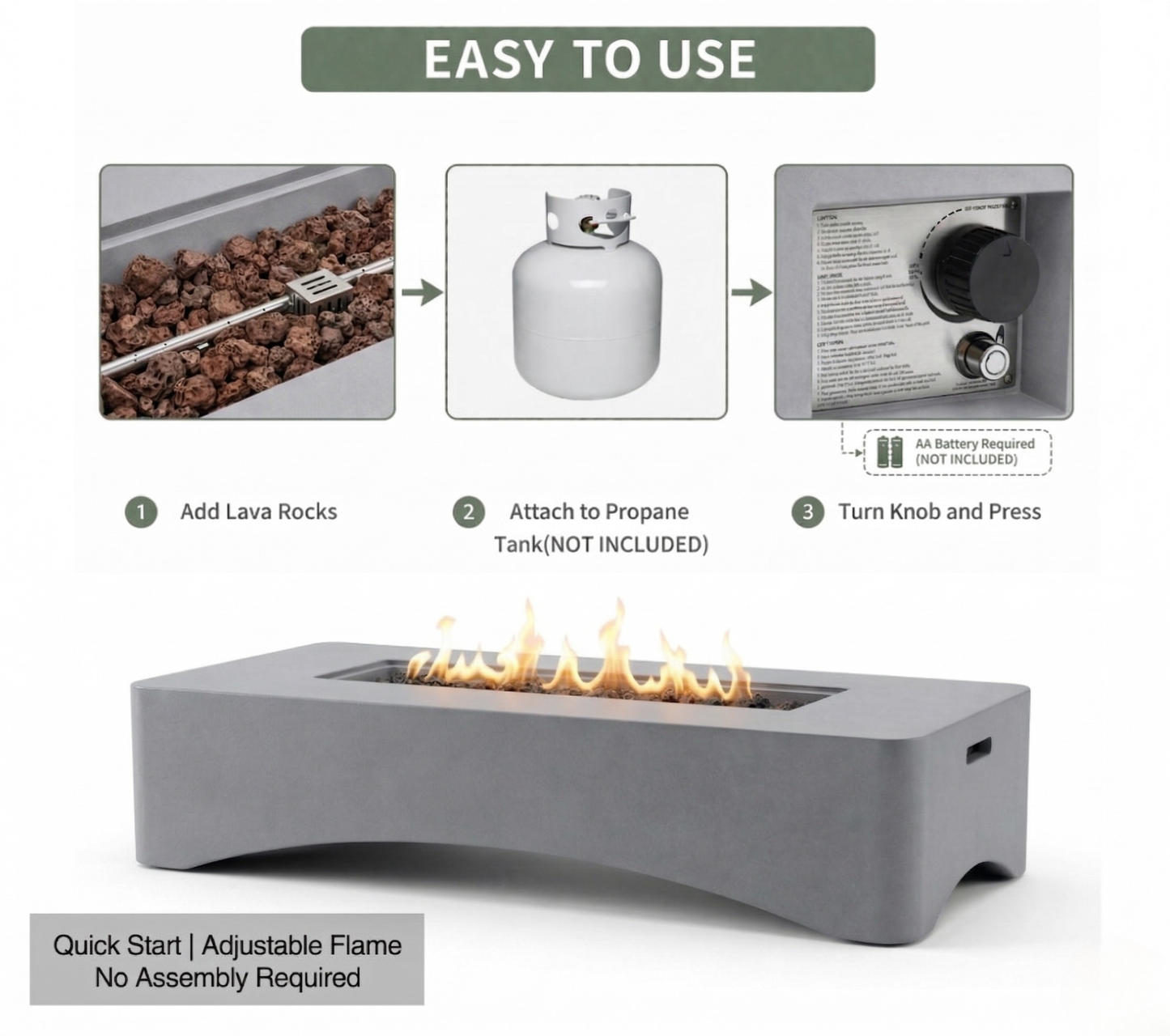 Outdoor Gas Fire Pit 50000 BTU