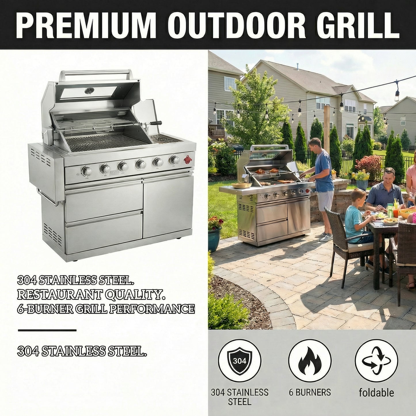 Outdoor Stainless Steel Gas Grill