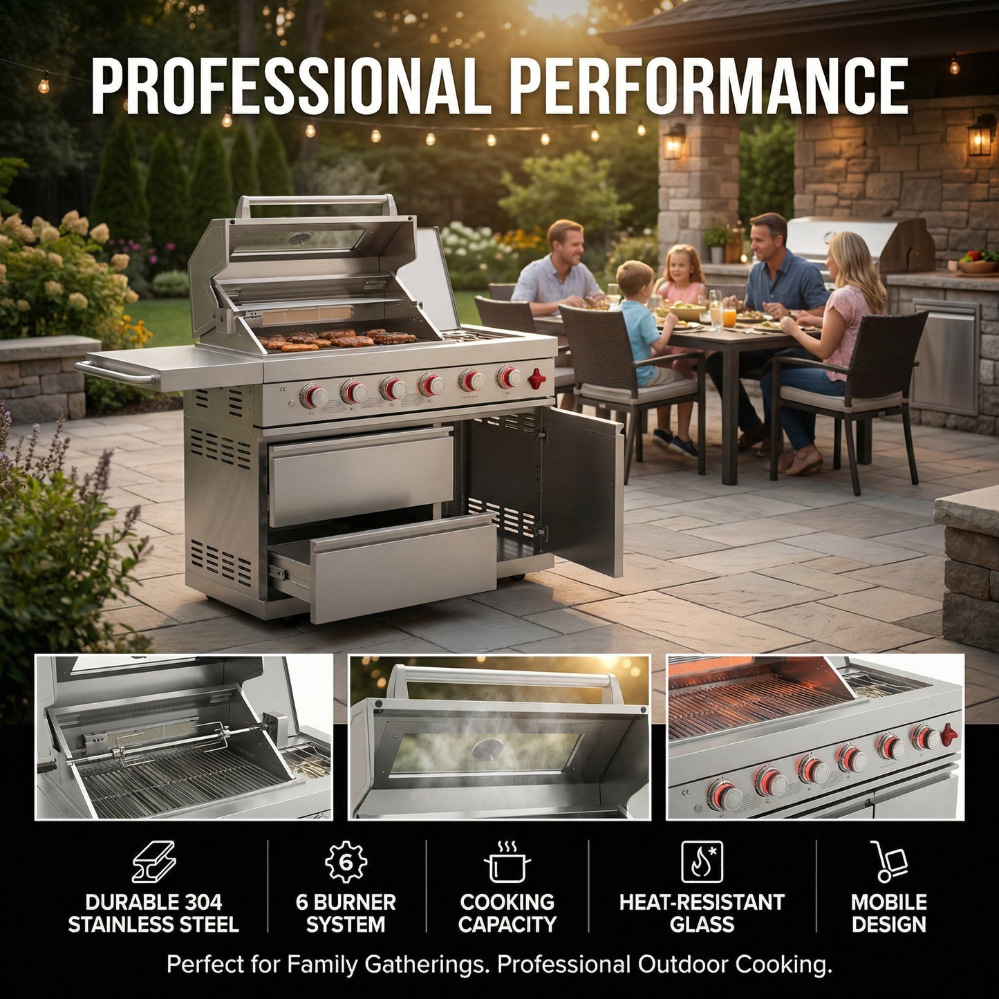 Outdoor Stainless Steel Gas Grill