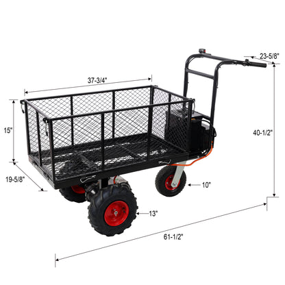 Powered Utility Garden Wagon Dump Cart Electric Wheelbarrow