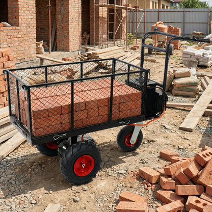 Powered Utility Garden Wagon Dump Cart Electric Wheelbarrow