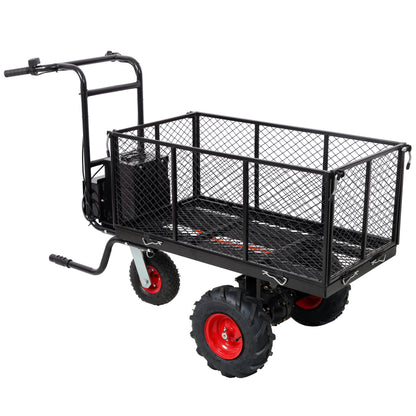 Powered Utility Garden Wagon Dump Cart Electric Wheelbarrow