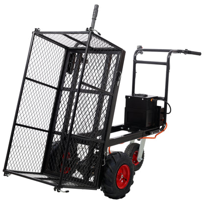 Powered Utility Garden Wagon Dump Cart Electric Wheelbarrow