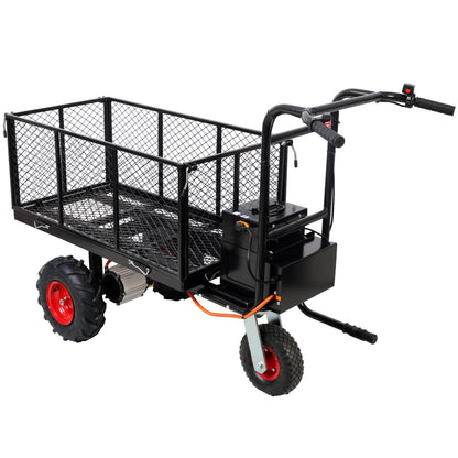 Powered Utility Garden Wagon Dump Cart Electric Wheelbarrow