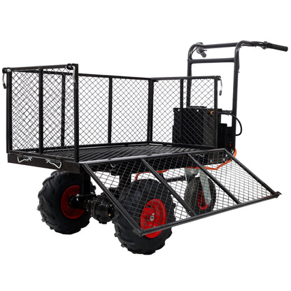 Powered Utility Garden Wagon Dump Cart Electric Wheelbarrow