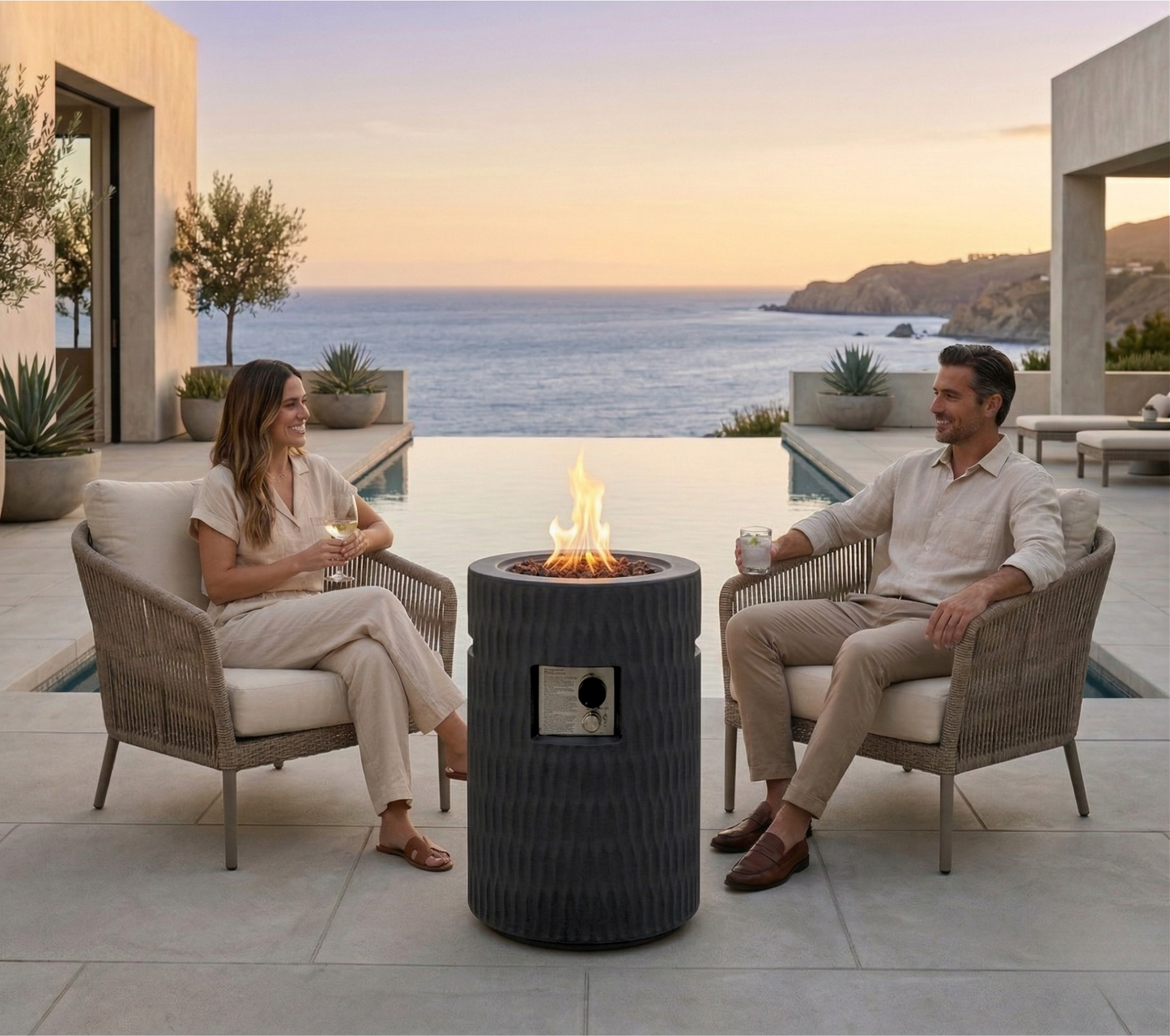 Cylindrical Propane Fire Pit