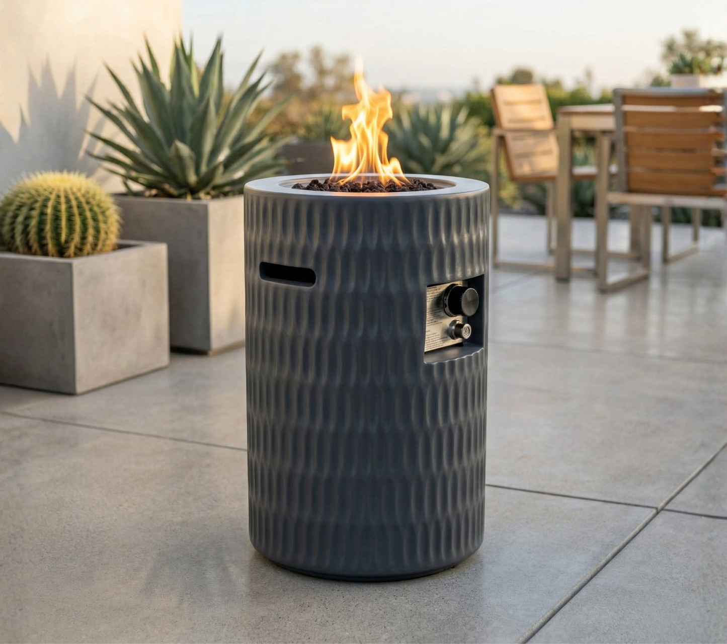 Cylindrical Propane Fire Pit