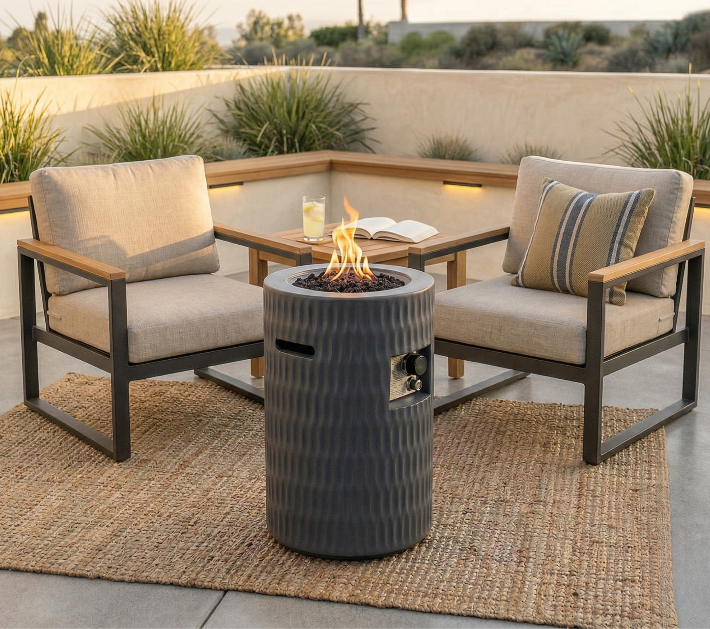 Cylindrical Propane Fire Pit
