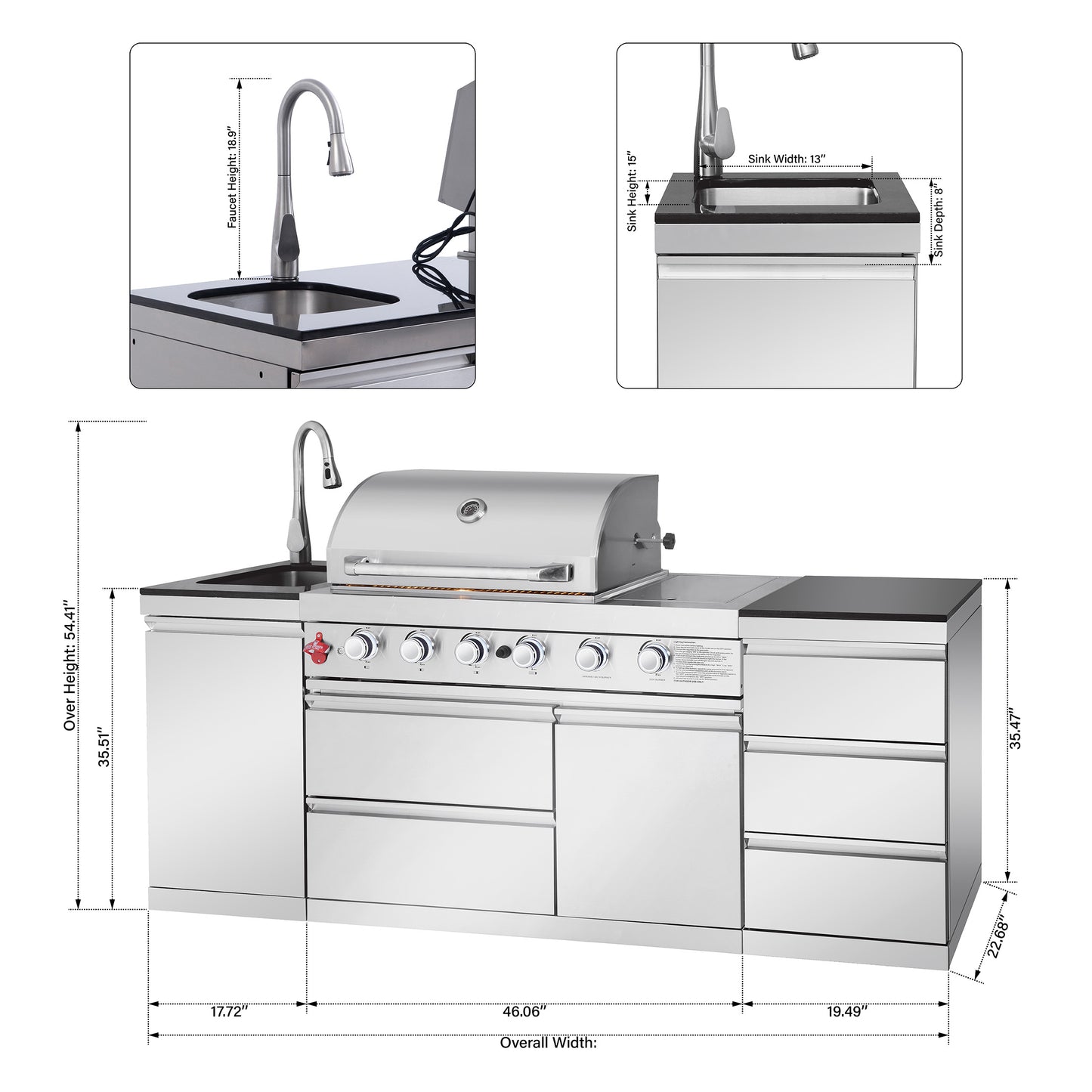 Stainless Steel Propane Gas BBQ Grill