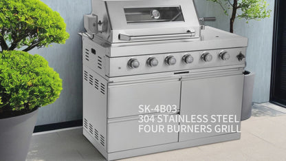 4 Burners Gas Grill Stainless Steel Outdoor Kitchen Islands